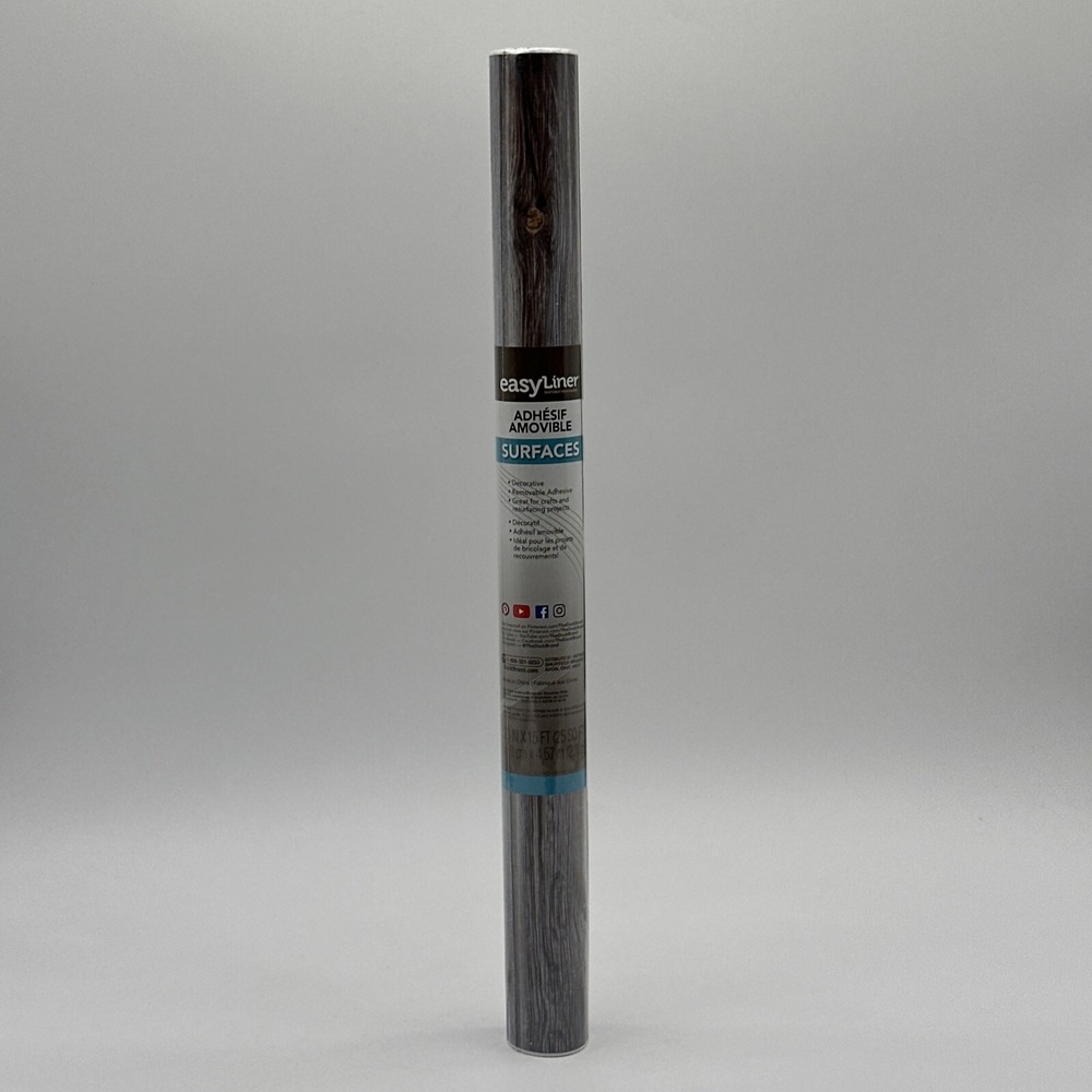 EasyLiner Adhesive Surfaces Shelf Liner, Weathered Wood, 20 in. x 15 ft. 3 Rolls